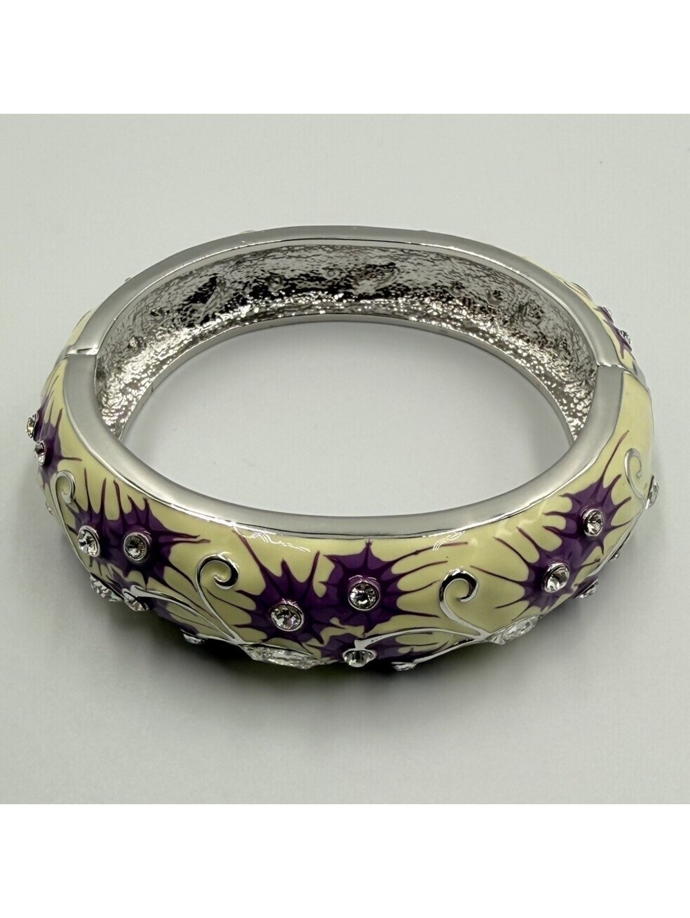 VTG Camrose Kross JBK Jacqueline Kennedy Enamel Crystals Hinged Bangle Bracelet